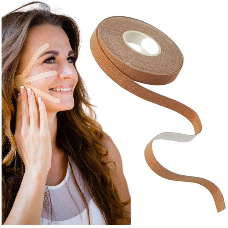 Taśma do tapingu twarzy NettleTree 1cm x 5m SKIN – naturalny lifting, tejp kinezjologiczny do twarzy