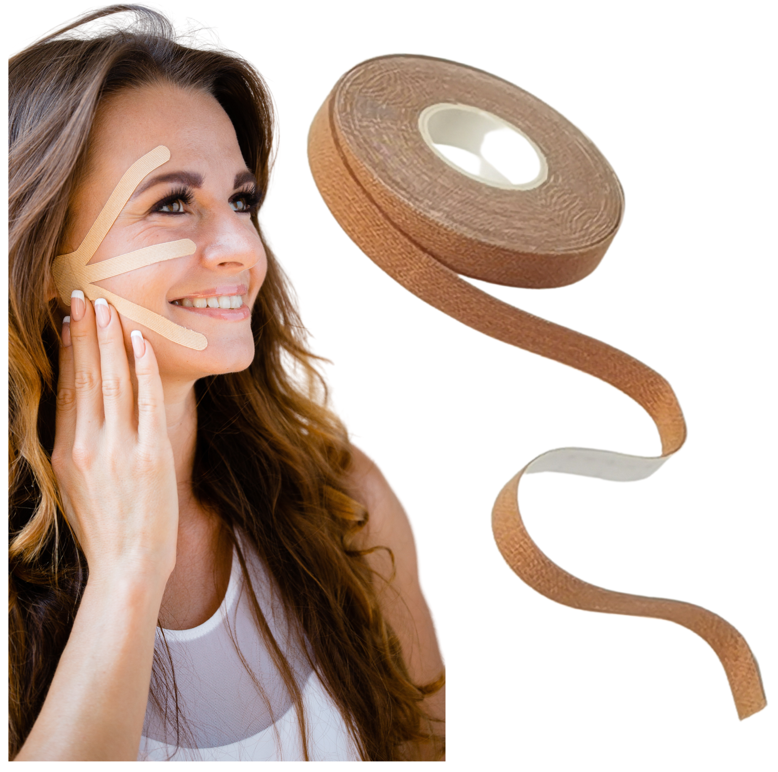 Taśma do tapingu twarzy NettleTree 1cm x 5m SKIN – naturalny lifting, tejp kinezjologiczny do twarzy