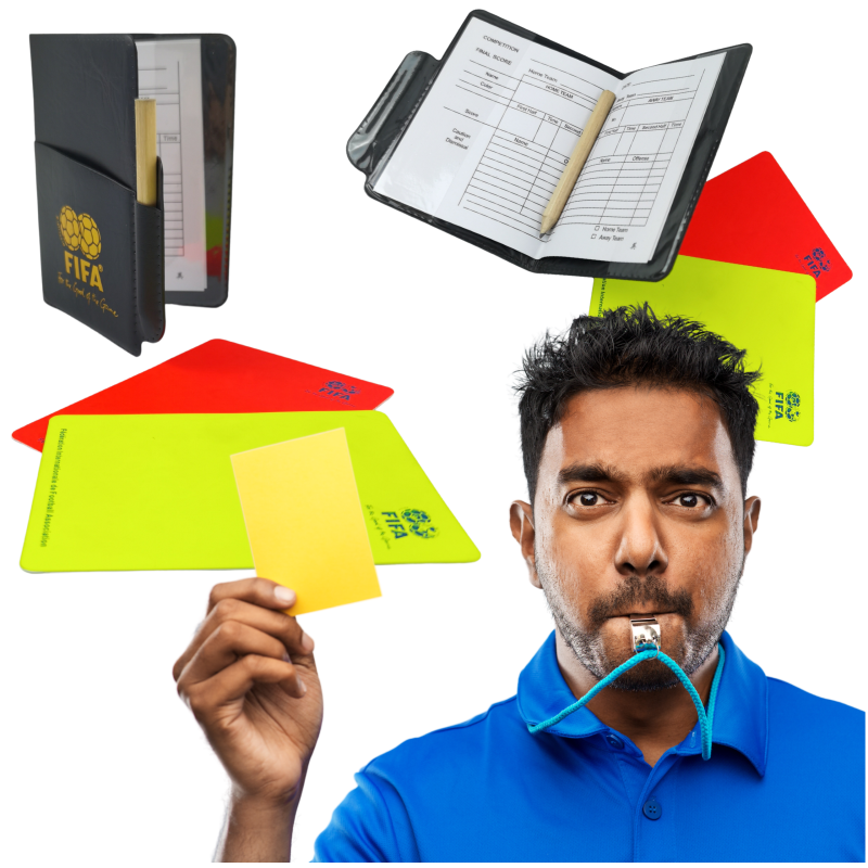 Zestaw kartek sędziowskich FIFA + etui + notes | Profesjonalny komplet sędziego