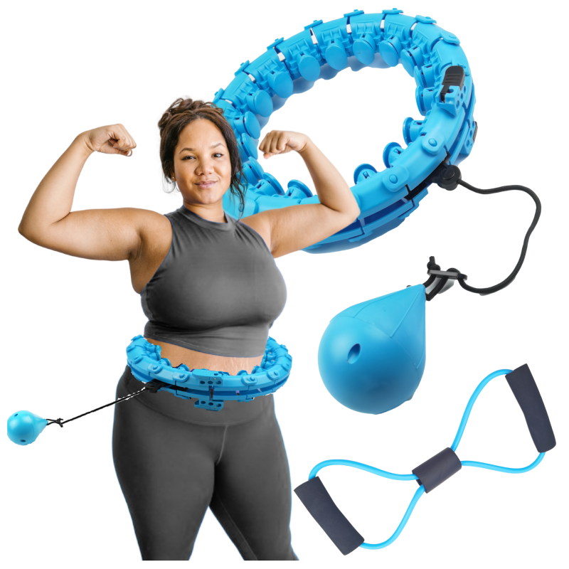 Hula Hop PLUS SIZE 28 elementów 115cm z Wypustkami niebieskie i Obciążeniem + ekspander