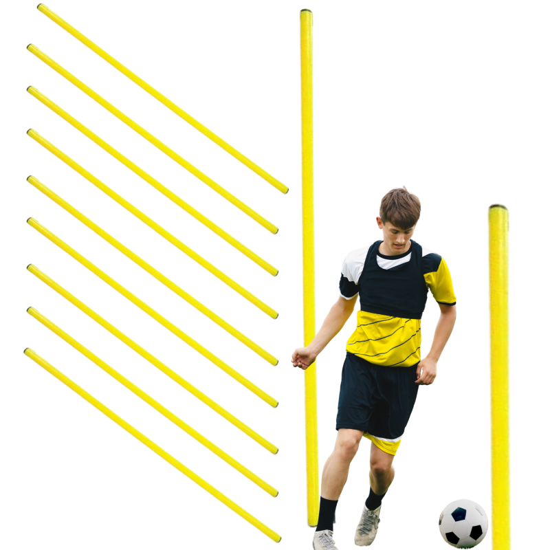 Tyczka Treningowa Gimnastyczna 100 cm Żółta – zestaw 9 sztuk | Trening Koordynacji i Fitness