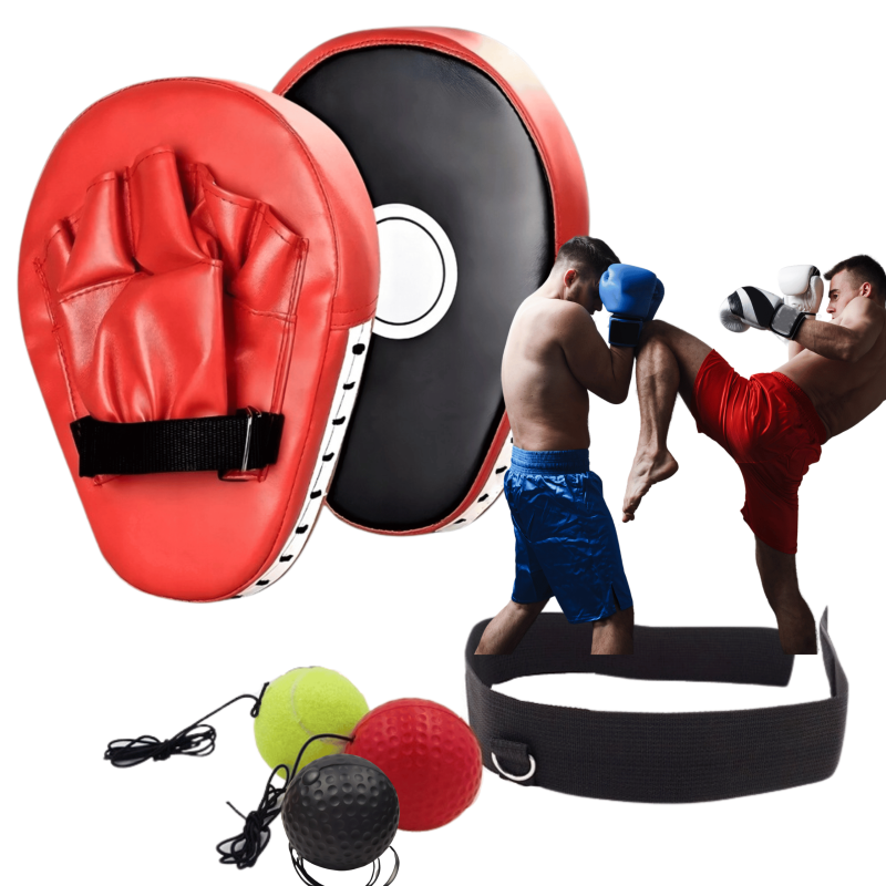 Tarcze bokserskie 2szt. + Piłki Refleksowe do treningu MMA Bushido | Profesjonalny zestaw treningowy
