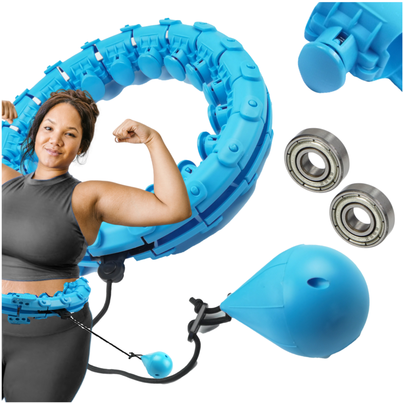 Hula Hop PLUS SIZE 28 elementów 115cm z Wypustkami niebieskie i Obciążeniem + 2 łożyska zapasowe