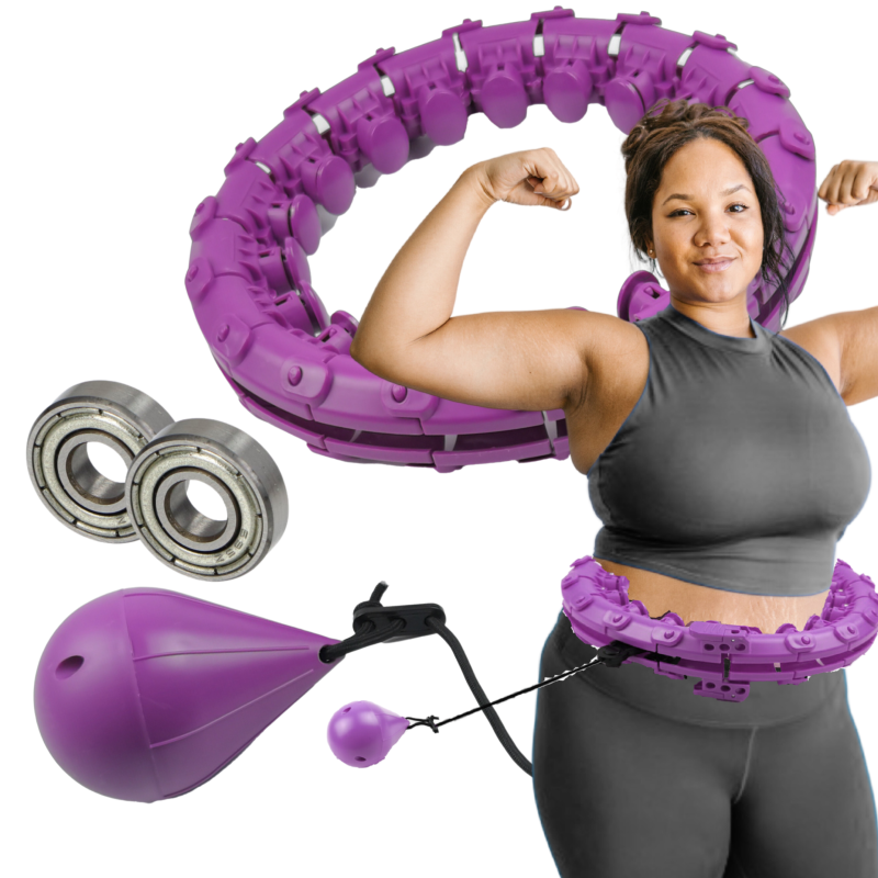 Hula Hop PLUS SIZE 145cm 34 elementów z Wypustkami i Obciążeniem fioletowe + 2 łożyska zapasowe