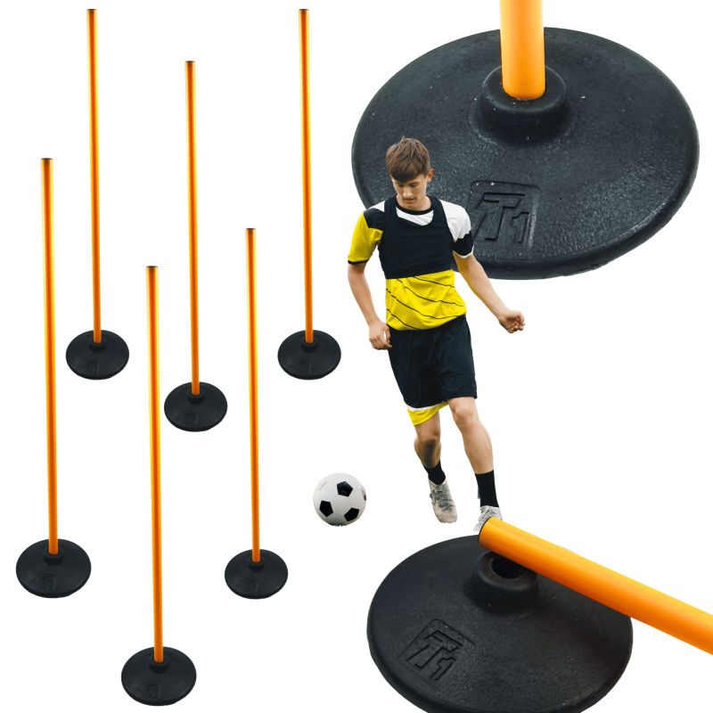 Zestaw Treningowy NettleTree | 6x Tyczka 100cm + 6x Podstawa Gumowa Ø25mm | Koordynacja, Zwinność, Fitness