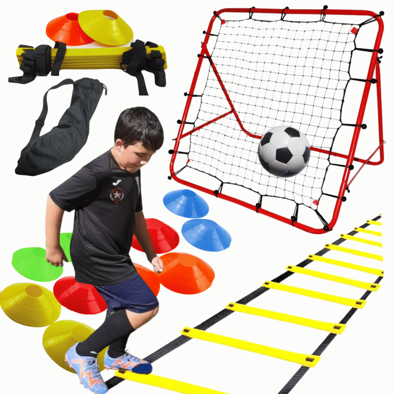 Zestaw Piłkarski Rebounder + Drabinka 6m z pachołkami – Trening Podań, Koordynacji i Szybkości NettleTree