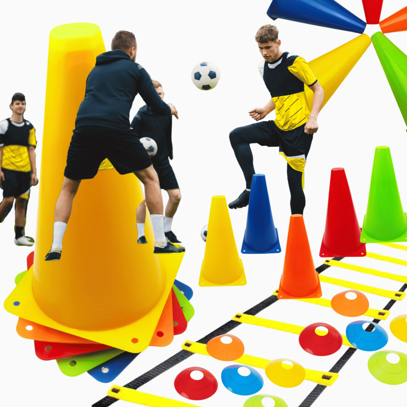 Zestaw Treningowy Pachołki 23cm, Drabinka i Grzybki – 20 Elementów | Piłka Nożna i Fitness