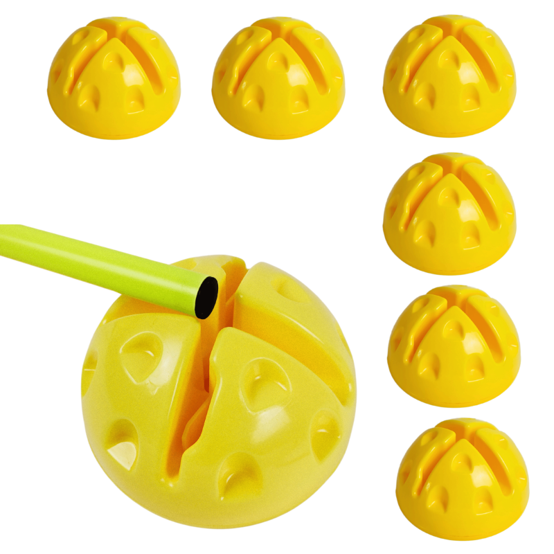 6x Podstawka pod Tyczki Treningowe 25mm – Plastikowa Żółta | Stabilna Baza do Tyczek i Kół Koordynacyjnych | Trening Piłkarski, Agility