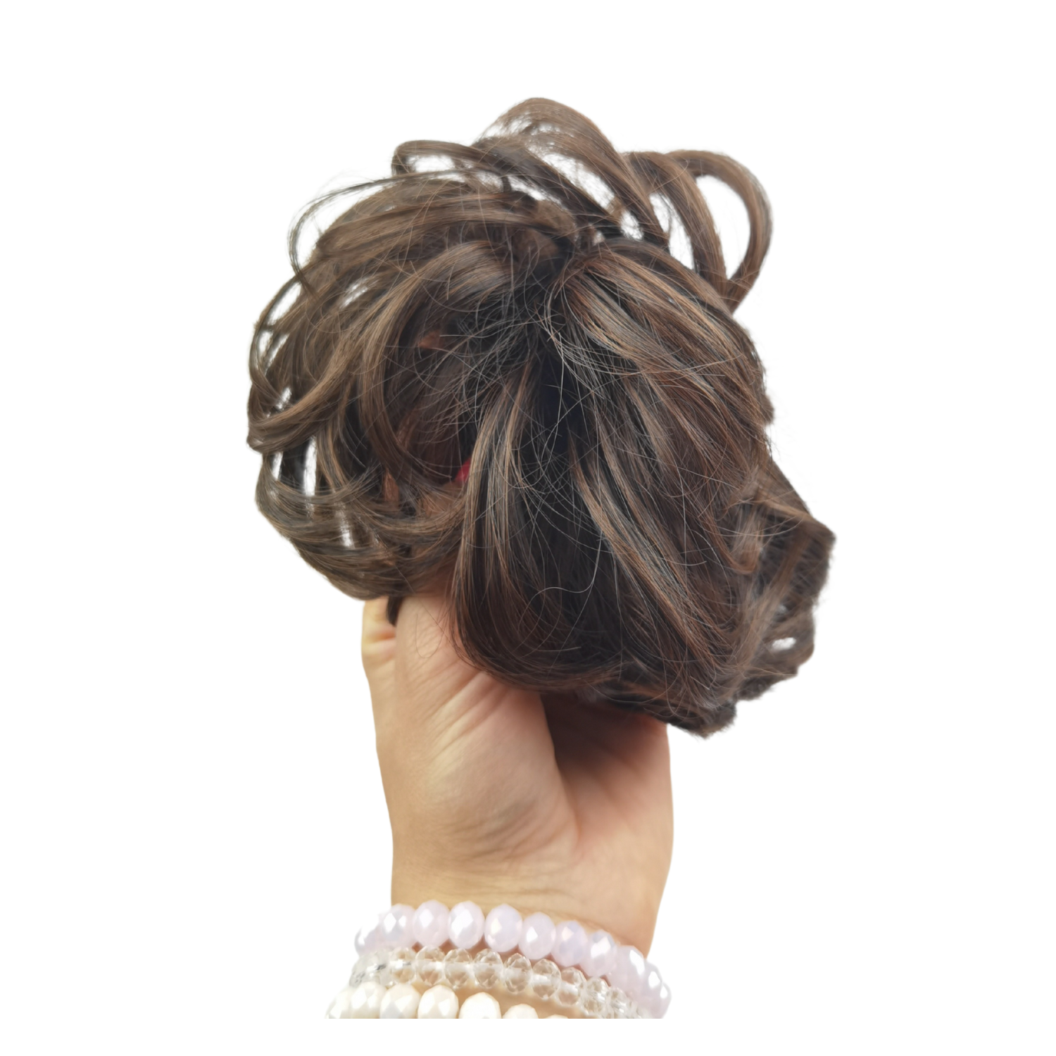 Messy Bun – gumka do włosów treska ciemny brąz, kręcona treska 35g - obrazek 3