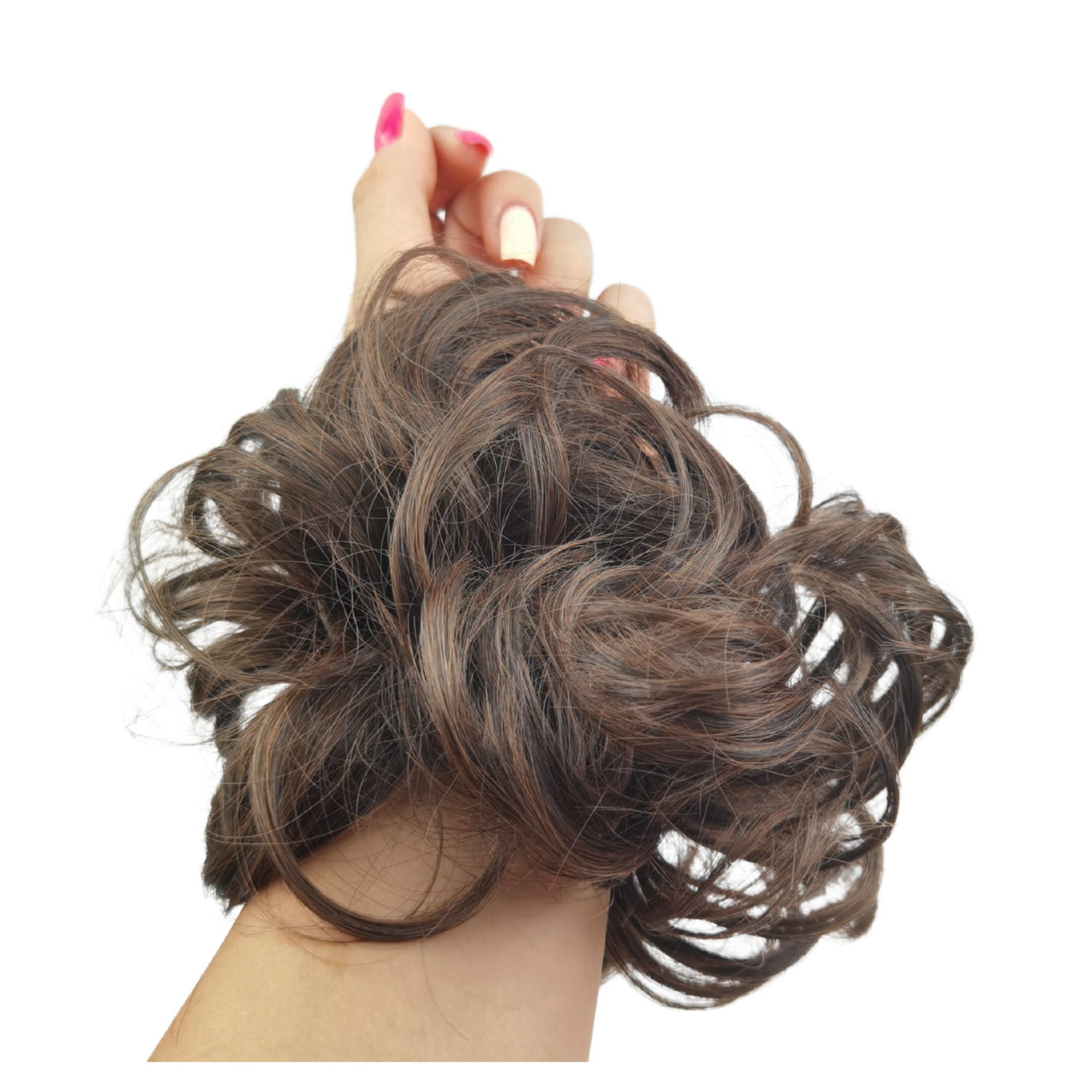 Messy Bun – gumka do włosów treska ciemny brąz, kręcona treska 35g - obrazek 4