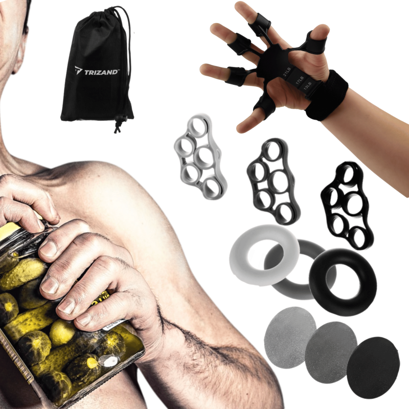Zestaw Finger Gripper Black do ćwiczenia rąk, dłoni i przedramion | Trening chwytu i rehabilitacja NettleTree