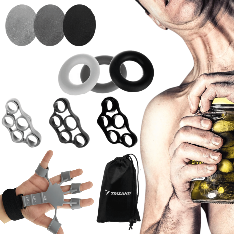 Zestaw Finger Gripper Grey do ćwiczenia rąk, dłoni i przedramion | Trening chwytu i rehabilitacja NettleTree