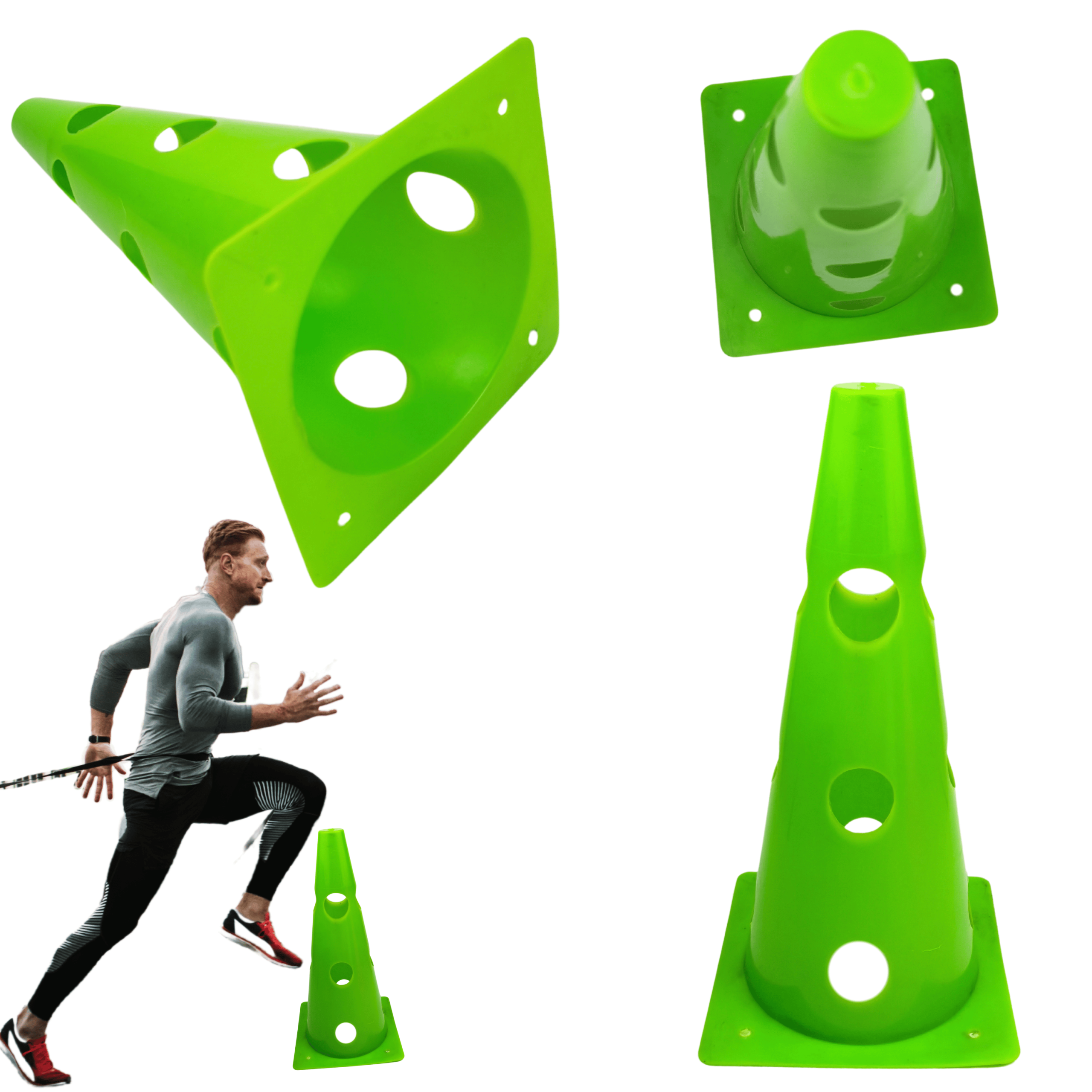 Pachołek Treningowy 32 cm z Otworami zielony– Stożek | Piłka Nożna i Fitness