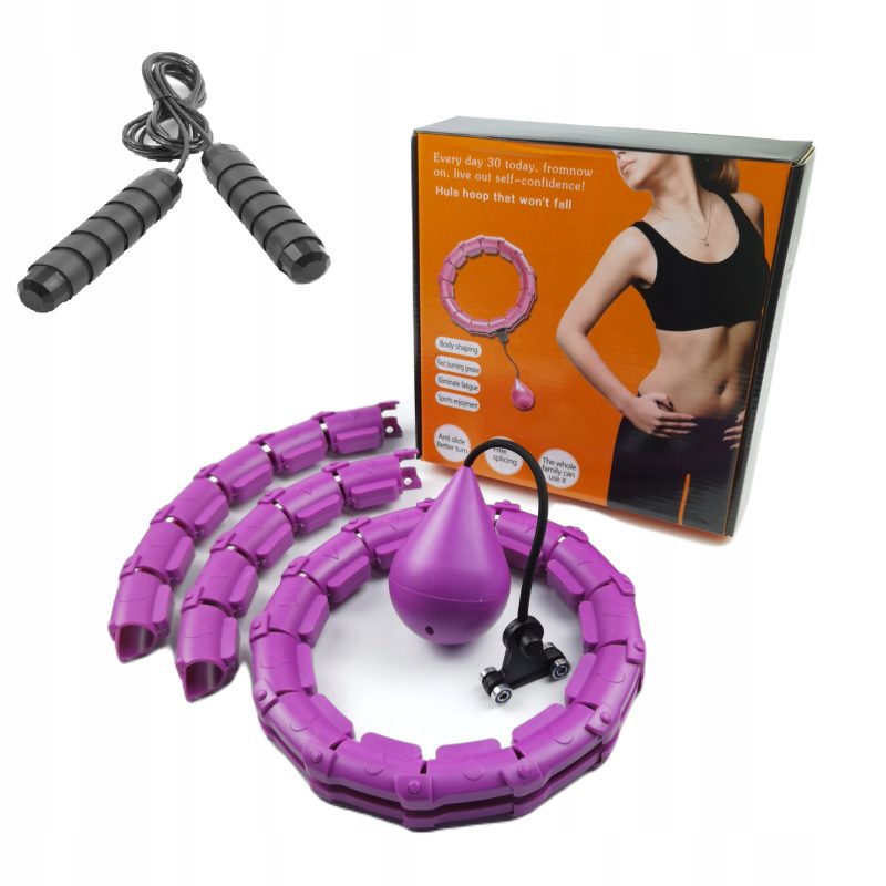 Zestaw Hula Hop z masażerem + Skakanka NettleTree | Trening cardio i modelujący | Odchudzanie 2w1 fiolet