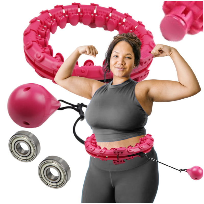 Hula Hop PLUS SIZE 145cm 34 elementów z Wypustkami i Obciążeniem różowe + 2 łożyska zapasowe