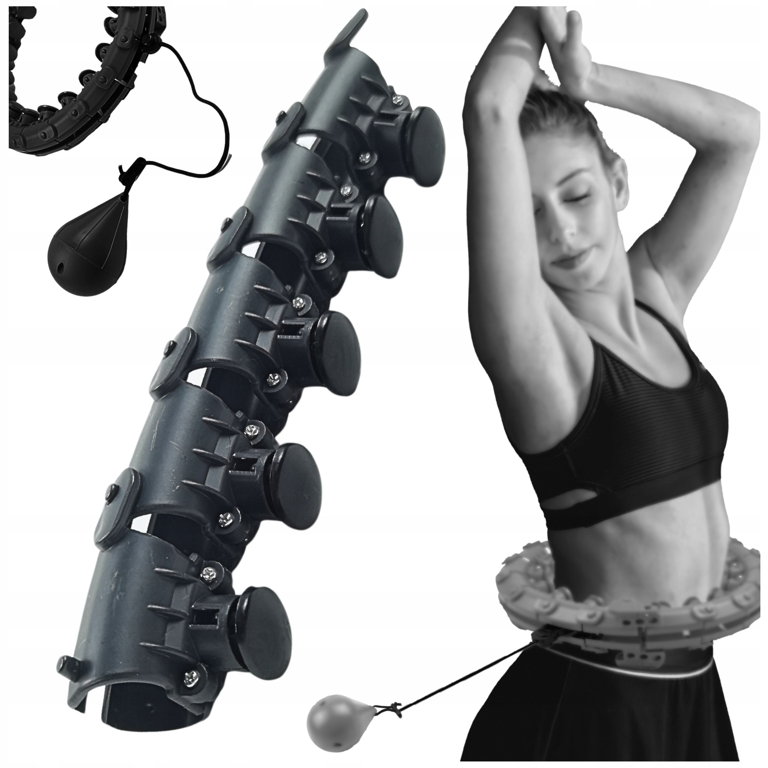 Segmenty 5 szt. do Hula Hop – powiększenie o 30 cm – kolor czarny