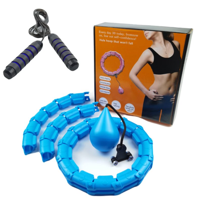 Zestaw Hula Hop z masażerem + Skakanka NettleTree | Trening cardio i modelujący | Odchudzanie 2w1 niebieskie