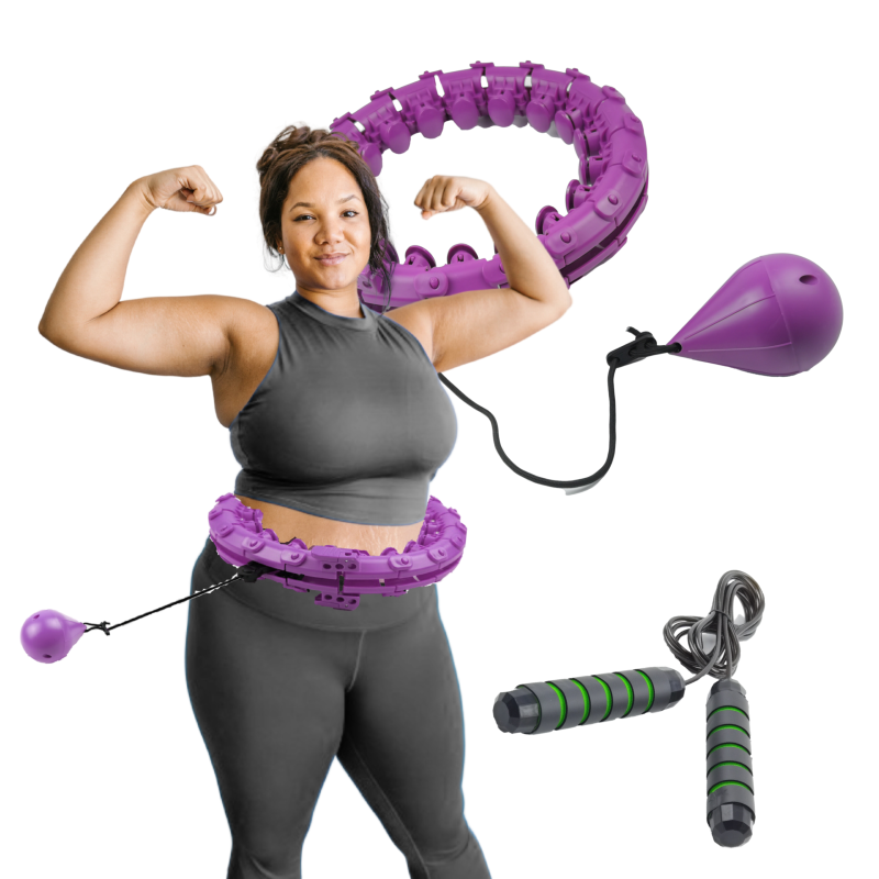 Hula Hop PLUS SIZE 115cm z Wypustkami i Obciążeniem fioletowe + Skakanka