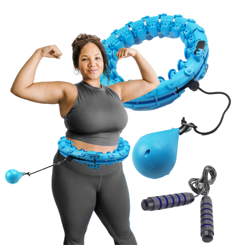 Hula Hop PLUS SIZE 115cm z Wypustkami niebieskie i Obciążeniem + Skakanka