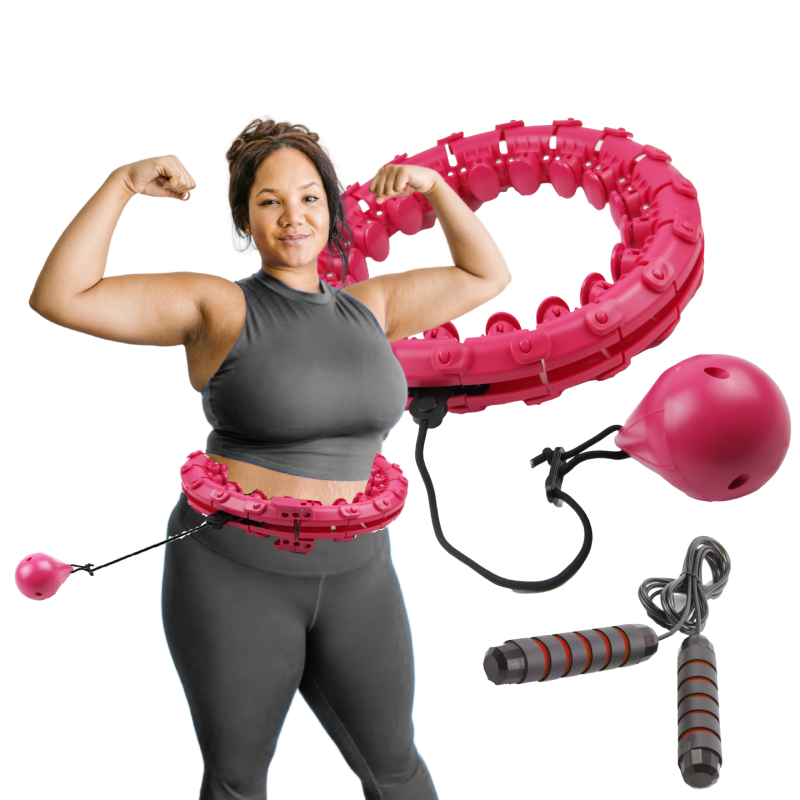 Hula Hop PLUS SIZE 115cm z Wypustkami i Obciążeniem różowe + Skakanka